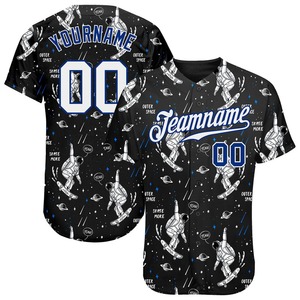 Pakistán ropa deportiva industria personalizada negro blanco real 3D patrón diseño astronauta auténtico béisbol Jersey - Product Image 1