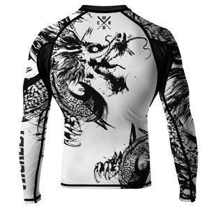 เสื้อรัดกล้ามเนื้อสำหรับออกกำลังกายยิวยิตสู พิมพ์ลายโลโก้ตามสั่ง คุณภาพสูง ขายส่ง แบบเรียบ แขนยาว สำหรับผู้ชาย MMA Bjj Rashgurad - Product Image 2