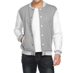 Varsity Jacket Wholesale Custom Logo Men's Newest Style Custom Logo High Quality Contrast Sleeve Varsity Bomber Breathable - Product Image 5