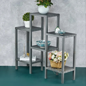 Gray Multi-Layer Plastic Folding Shelves 6-Tier <b>Display</b> <b>Shelving</b> <b>Units</b> Storage Collapsible Shelf Modern Bathroom Living Room - Product Image 5