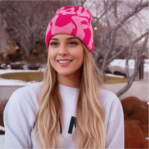 High Quality Wool Blend Jacquard Beanie Hat Custom Logo Wholesale Winter Knit Cap Warm Comfortable Stylish Headwear - Product Image 3