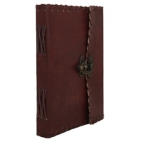Diario Encuadernado en Cuero Hecho a Mano, Tamaño B5, Estilo Vintage Retro, Cuaderno de Viaje, Diseño en Relieve, Cierre con Candado, Tapa Dura, Papel Resistente al Agua, Ideal para Regalo
