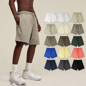 Short de jogging de sport pour homme en toile décontractée d'été, 425GSM, logo personnalisé, taille élastique, respirant, écologique, bord brut - Product Image 2