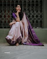 Sari de Alta Calidad en Georgette de Seda, Diseño Elegante, Estilo Cultural del Sur de la India, para Bodas y Fiestas, para Novias y Damas de Honor, Multicolor