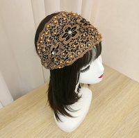 Fleur Creux Perlé Bandeau Crochet Fleur Perle Bandeau Dentelle Large Bord Pressé Cheveux Écharpe Cheveux Accessoires En Gros