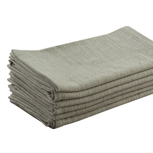 Juego sostenible de 6 toallas de cocina tejidas de secado rápido de algodón reciclado, servilletas cuadradas de Chambrey negras para el hogar, restaurantes, niños - Product Image 1