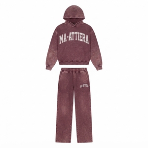 Conjunto de Sudadera Oversize Lavada Personalizada y Pantalones Anchos de Felpa para Mujer, Chándal de Algodón Estilo Urbano OEM ODM - Product Image 3