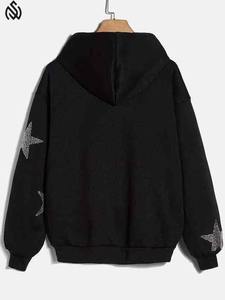 2025ฮู้ดซิปพลอยเทียมมีฮู้ดเสื้อผ้ากีฬาระบายความร้อนแบบกำหนดเองได้สีพื้น - Product Image 5