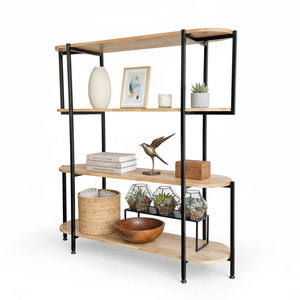 Étagère décorative ovale 100x30x130cm en bois d'hévéa pour salon KTB68132 - Product Image 2