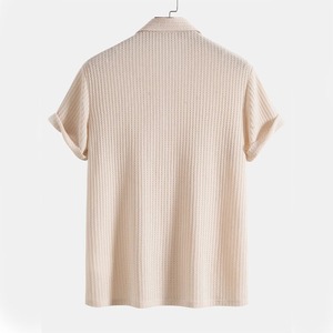 Camiseta Casual de Manga Corta para Hombre al por Mayor, Antiarrugas, Tejido Waffle, 100% Algodón, Cuello en V, Estampado Personalizado - Product Image 4