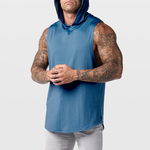 เสื้อกั๊กมีฮู้ดสำหรับผู้ชายเสื้อออกกำลังกาย100% แขนกุดผ้าฝ้ายเสื้อมีฮู้ดพิมพ์ลายโลโก้ได้ตามต้องการ - Product Image 5