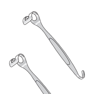 Canny Ryall Navy Retractor Manual Double-ended Stainless Steel <b>One</b> Single Hook <b>Blade</b> 5mm Wide Fenestrated <b>Blade</b> 16mm Wide 190mm - Product Image 1