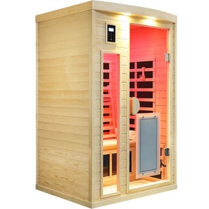 ห้องซาวน่าอินฟราเรดแบบเฮมล็อคสำหรับสองคน พร้อมไฟอ่านหนังสือและไฟสี - Product Image 3