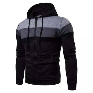 100% algodón polar con capucha para hombre contraste Color bloque cremallera ropa deportiva alta calidad logotipo personalizado bordado transpirable básicos - Product Image 5