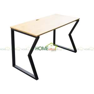 Minimalist Rustic Home Office <b>Table</b> Set with Rubber Wood Top and Iron <b>Folding</b> Legs (1.2m X 60cm) - Product Image 5
