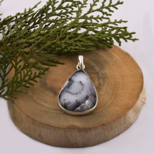925 argent Sterling dandrite opale pierre précieuse pendentif à la mode en forme de poire charme religieux étanche diamant classique bijoux - Product Image 5