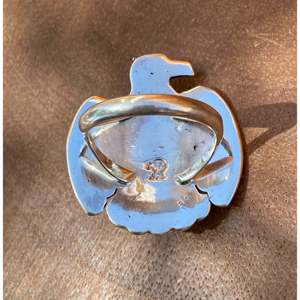 Navajo-Crafted Pear Shaped Sleeping Beauty Turquoise Sterling <b>Silver</b> Thunderbird <b>Ring</b> Bezel Set <b>Opal</b> Size 7.25 for Everyday Wear - Product Image 5