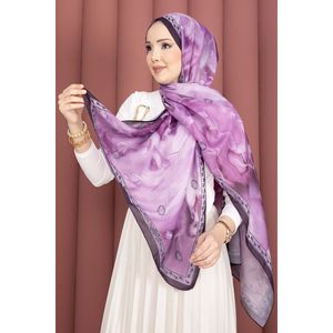 Série de châles à motif tulipe, plissés style ethnique, imprimé numérique, en satin, mousseline, hijab, coton, polyester, avec logo personnalisé - Product Image 1