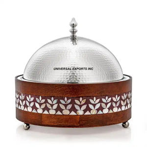 Venta caliente Hotpot de acero inoxidable Calidad superior Cazuela hecha a mano Vajilla de forma redonda Calentador de alimentos de metal de lujo - Product Image 3