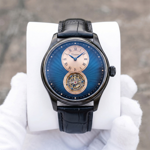 Montre mécanique tourbillon OEM ODM de luxe avec cadran régulateur, en acier inoxydable noir et cuir, minimaliste, pour homme - Fabricant - Product Image 2