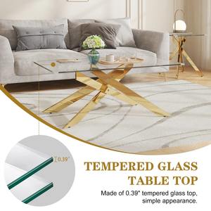 Table basse en verre de forme oblongue, style moderne et luxueux, cadre en métal écologique, meubles pour le salon - Product Image 5