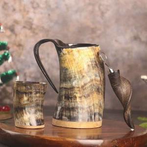 New Arrivals Natural Buffalo Drinking Horn Viking Drinking Horn Tankard for Beer Mead Medieval Drinking Horn <b>Mug</b> <b>with</b> <b>Handle</b> - Product Image 5