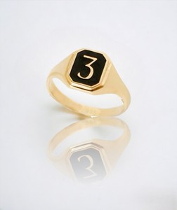 Lucky Number <b>Black</b> Enamel Band <b>Ring</b>, Lucky Number <b>Ring</b> for <b>Men</b> and Women, Personalized Number <b>Ring</b>, Gift for Him, Gift for Her - Product Image 3