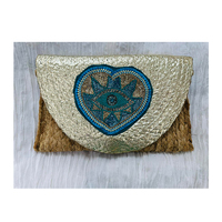 Aksesori Fashion India kualitas tinggi tas dompet Clutch wanita Jute buatan tangan manik-manik cangkang rumbai katun Harga terbaik ritsleting