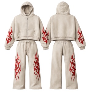 Custom Premium Men's for <b>Oversized</b> Zip-up Hoodie <b>Joggers</b> Set Streetwear Tracksuit Casual Winter Wear 100% Cotton Fleece - Product Image 1