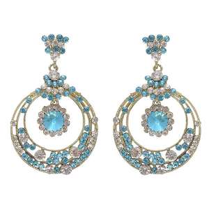Kriaa <b>Fine</b> <b>Dangle</b> <b>Earrings</b> Blue Austrian Stone with Gold Plating 1301203 Model - Product Image 1