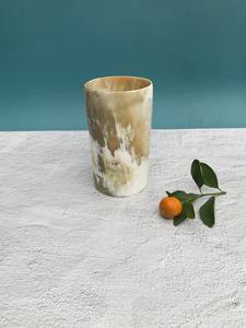 แก้วทรงแตรทำจากธรรมชาติแท้ของแอฟริกาพร้อมขอบทองเหลืองถ้วยฮอร์นสไตล์ไวกิ้งทำด้วยมือสำหรับงานเลี้ยงและของขวัญ - Product Image 5