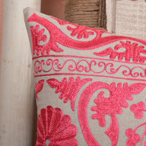 Suzani-funda de almohada bordada a mano para el hogar, cubierta de almohada de 14x20 pulgadas, Color rosa, nueva colección de otoño 2022 - Product Image 3