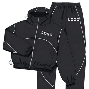 OEM Factory Custom 3m <b>Reflective</b> Hooded Breathable Lightweight Four-Way Stretch Summer Windbreaker <b>Jacket</b> Nylon Pants Tracksuits - Product Image 2