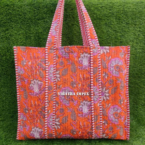 Bolso de hombro con parche de algodón estampado a mano Floral ecológico bolso sostenible Yoga compras playa artista Boho bolso de fin de semana bolso acolchado - Product Image 1