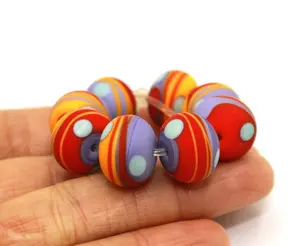 Cuentas de cristal mate redondas hechas a mano de Murano y cuentas de cristal rojo lavanda amarillo azul para pendientes fabricación de joyas VISHAL BEADS HANDICRAFT - Product Image 1