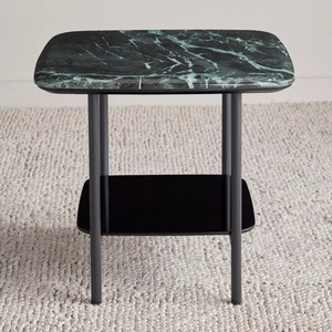 Mesa auxiliar moderna de forma cuadrada superior de cristal con base de metal, perfecta para sala de estar, cafetería, oficina y espacios elegantes de la India - Product Image 2