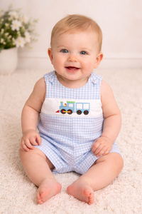 Mameluco Azul a Cuadros para Bebé Niño con Cola Bordada, Pelele sin Mangas para Bebé - Product Image 3