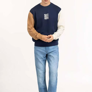 Sweat-shirt à col rond pour homme, manches raglan, coupe classique, en coton tricoté, avec impression réaliste sur le devant, style décontracté d'automne - Product Image 3