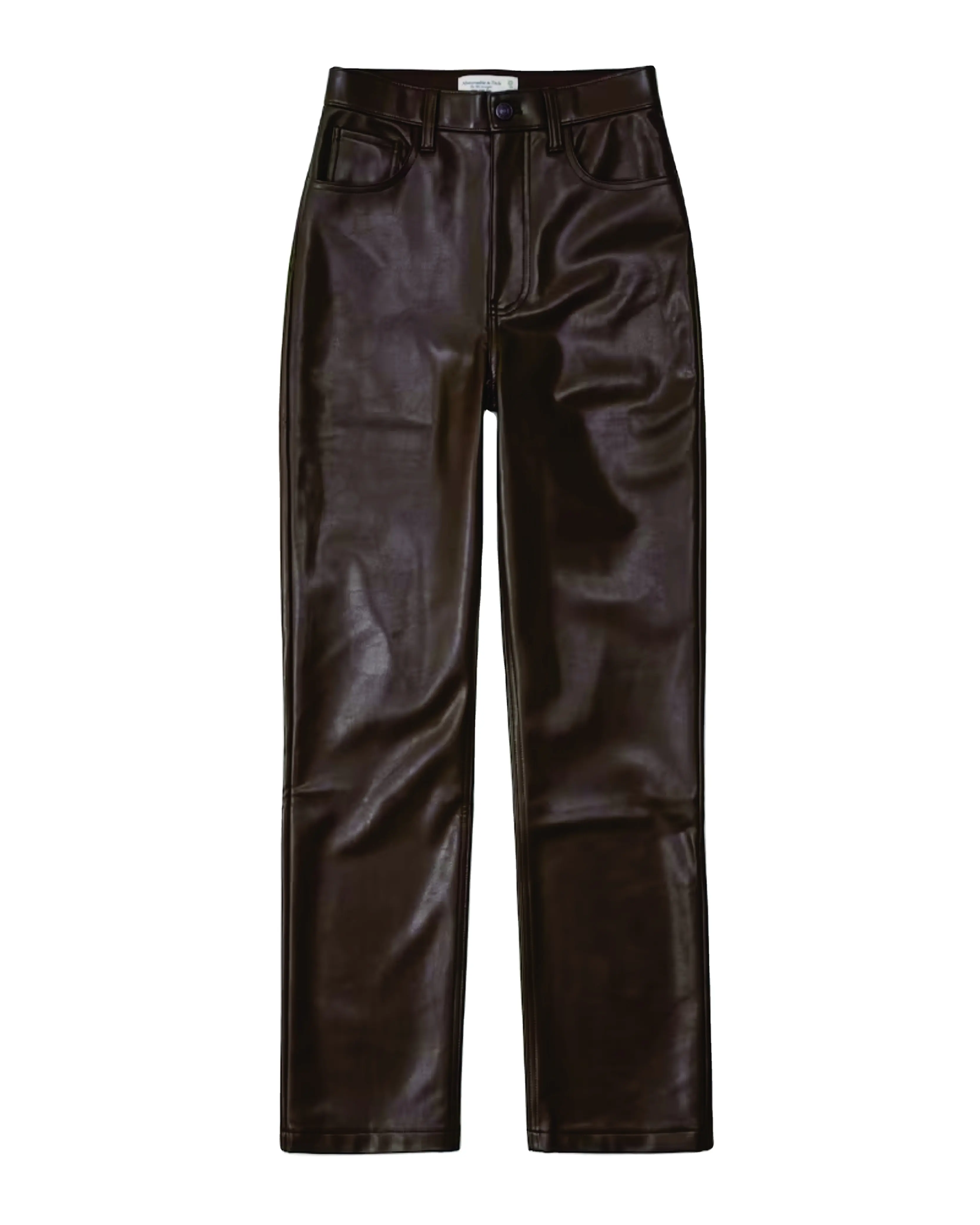 Spezielles Leder Dunkelbraun Vegan Leder 90er Jahre Straight Pant Flare Pant Passen Sie die Hose mit den Kunden anforderungen an