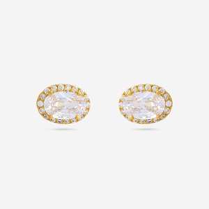 Boucles d'oreilles clous en or plaqué 14k/18k avec diamants et sertissage clos en or rose - Tendance et élégantes - Product Image 1