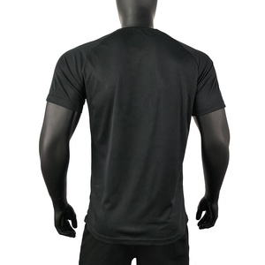 เสื้อยืดกีฬาวิ่งแห้งเร็วของผู้ชายเสื้อผ้าโพลีเอสเตอร์100% ระบายอากาศได้สีดำสำหรับใส่ไปยิม - Product Image 3