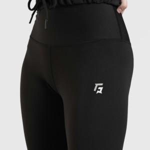 กางเกงเลกกิ้งทรงสลิมสีดำพร้อมผ้าถักยืดได้ - Product Image 6