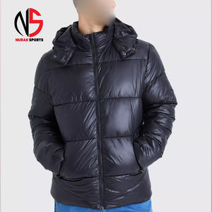 Veste matelassée à capuche haute brillance, coupe-vent et chaude, noire, personnalisable, pour homme, idéale pour l'hiver et les activités de plein air – Meilleure vente - Product Image 1