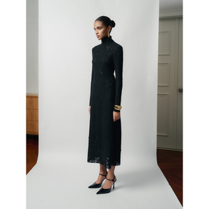 Robe élégante de luxe pour femmes cousue à la main Stella Emb dentelle robe Midi coton bio fleur dentelle printemps 2025 femmes vêtements - Product Image 1