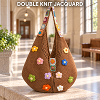 Sac fourre-tout en tissu jacquard double tricot, réutilisable, écologique, avec logo personnalisé, vente en gros directe d'usine