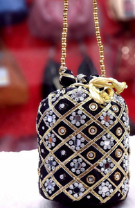 Bolsas con cordón de trabajo de espejo hechas a mano indias bolsas de Potli de retorno de boda para mujeres embragues de noche - Product Image 5