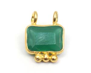 Collar con Colgante de Latón con Baño de Oro de 18K y Piedras Preciosas Naturales, Diseño de Doble Argolla, Hecho a Mano, Regalo para Ella - Product Image 2