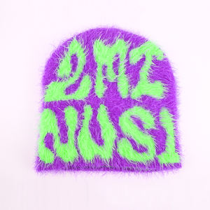 Gorro de invierno de punto personalizado al por mayor con logotipo completo gorro de calavera de invierno de Jacquard tejido - Product Image 4