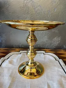 Support à gâteau en métal poli doré de forme ronde au design moderne nouveauté ustensiles de cuisine pour la maison vaisselle supports de décoration de vaisselle - Product Image 5