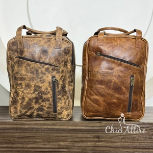 Sac à dos vintage en cuir pleine fleur véritable avec plusieurs poches, sacs de voyage, de travail et d'école, style rustique, tendance pour hommes et femmes, usage quotidien - Product Image 1